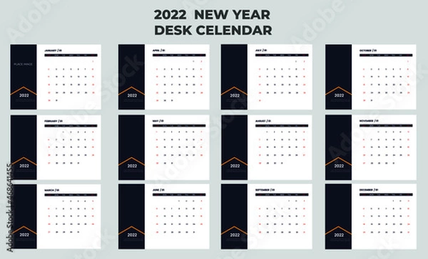 Fototapeta New Year Calendar Design Template 2022
