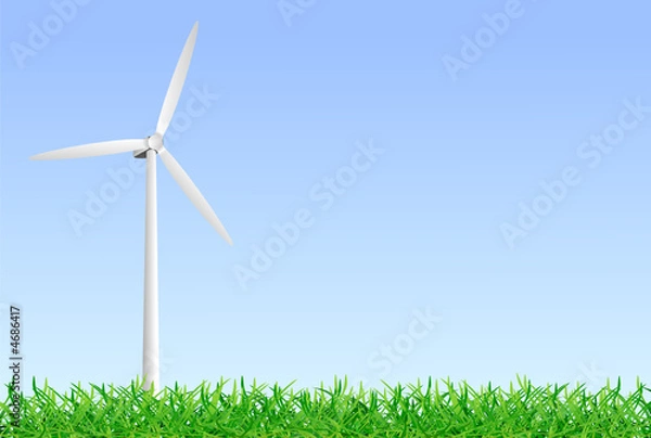 Obraz Eolienne dans l'herbe - Illustration