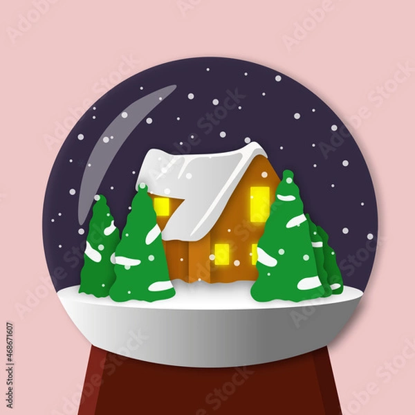 Obraz Snow globe vector illustration.