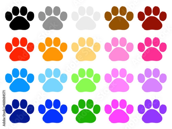 Obraz 肉球のカラフルアイコンセット【筆手書き】