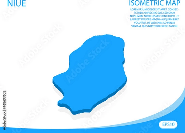 Fototapeta Modern vector isometric of Niue blue map. elements white background for concept map easy to edit and customize. eps 10