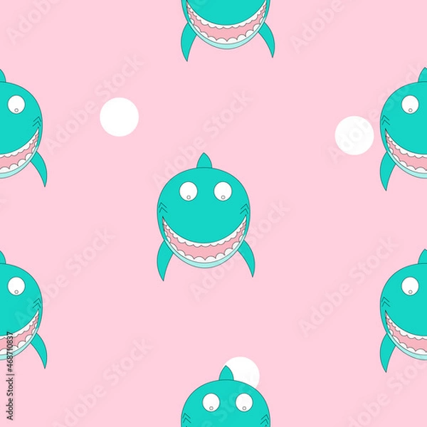 Obraz Cute shark seamless pattern.Vector illustration