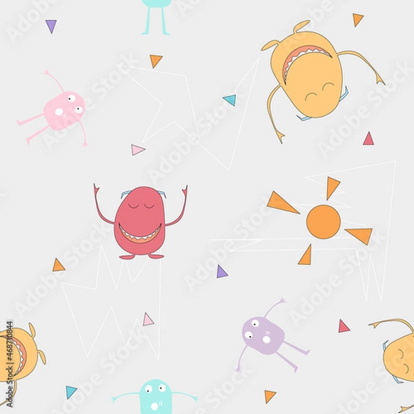 Obraz Monster cartoon seamless pattern.Voctor illustration