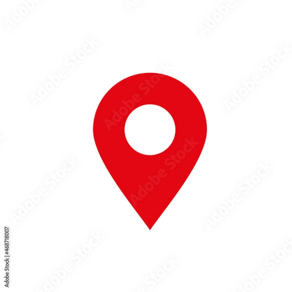 Obraz Geolocation map marker label. Map pointer icon. Address designation. GPS location symbol. Pin point sign. Raster pictogram.