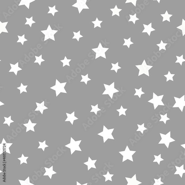 Fototapeta Simple seamless star pattern. Gray background, white stars. vector texture. fashionable print for textiles, wallpaper and packaging.