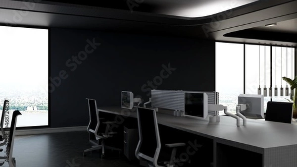 Fototapeta blank wall in the office room for company logo mockup