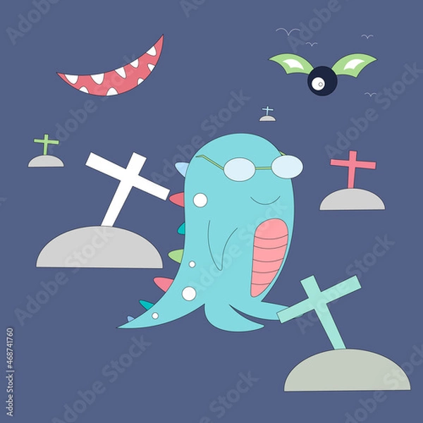 Obraz Cute monster seamless pattern.Voctor illustration.