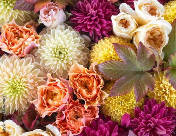 Obraz Autumn flowers. Warm color flower arrangement