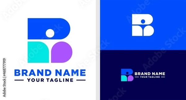 Obraz LETTER B LOGO PEOPLE NEGATIVE SPACE EDITABLE