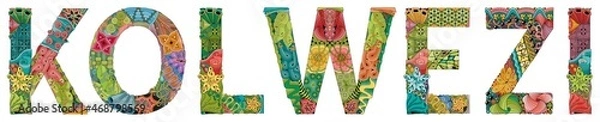 Fototapeta Kolwezi is city of the Congo. Vector decorative zentangle object for decoration