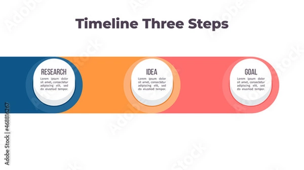 Obraz Business process. Timeline infographics with 3 steps, options, sections. Vector template.