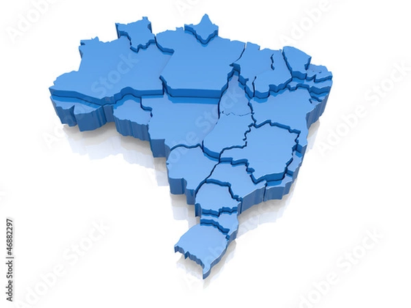 Obraz Trójwymiarowa mapa Brazylii
