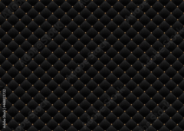 Obraz seamless texture black leather adorned with gold decorative carn