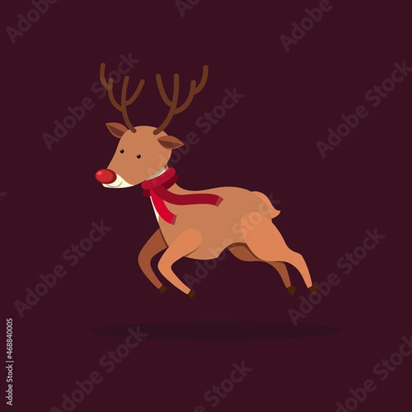 Fototapeta Christmas santa deer vector illustration 