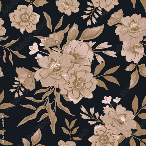 Fototapeta Classical seamless pattern with botanical floral design.