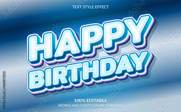 Obraz Editable text effect,  Happy birthday text style