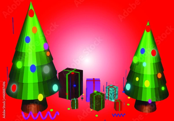 Obraz christmas tree with gifts