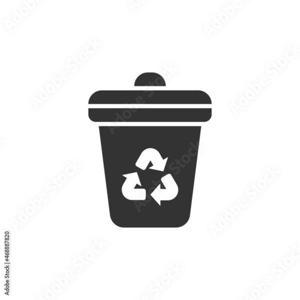 Obraz Garbage bin icon in flat style. Recycle vector illustration on white isolated background. Trash basket sign business concept.