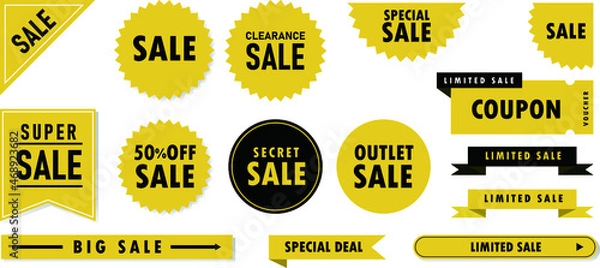 Fototapeta Webサイトに使える、色んな種類のセールやクーポンのベクターフラットデザイン素材セット