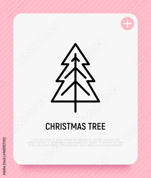 Fototapeta Christmas tree. Christmas and New Year  decoration. Minimalistic simple thin line icon. Vector illustration for greeting card