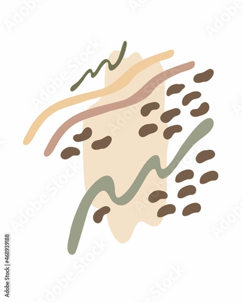 Fototapeta Boho style abstract shapes, simple hand drawn art objects vector illustration in trendy pastel colors, minimalist collection perfect for making cards, banners, modern posters, textile, papercraft