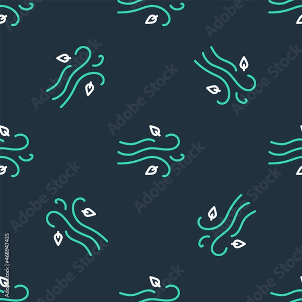 Fototapeta Line Wind icon isolated seamless pattern on black background. Windy weather. Vector