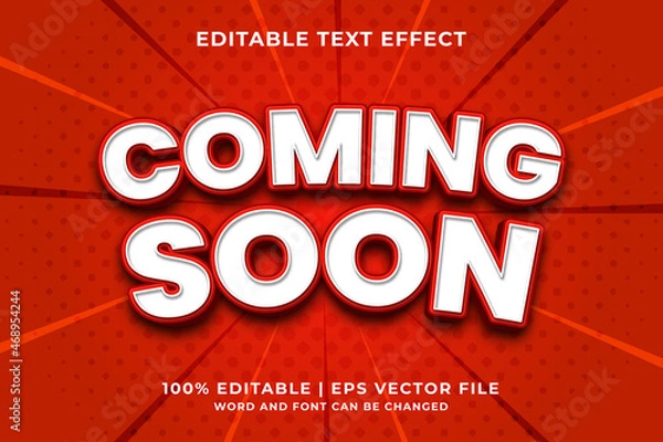 Fototapeta Editable text effect - Coming Soon 3d template style premium vector