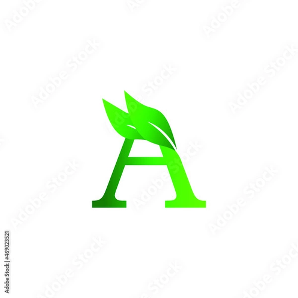 Fototapeta  letter A logo vector design. Icon eco character of leaf concept template