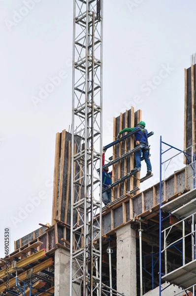 Obraz construction scene with shoring and formworks