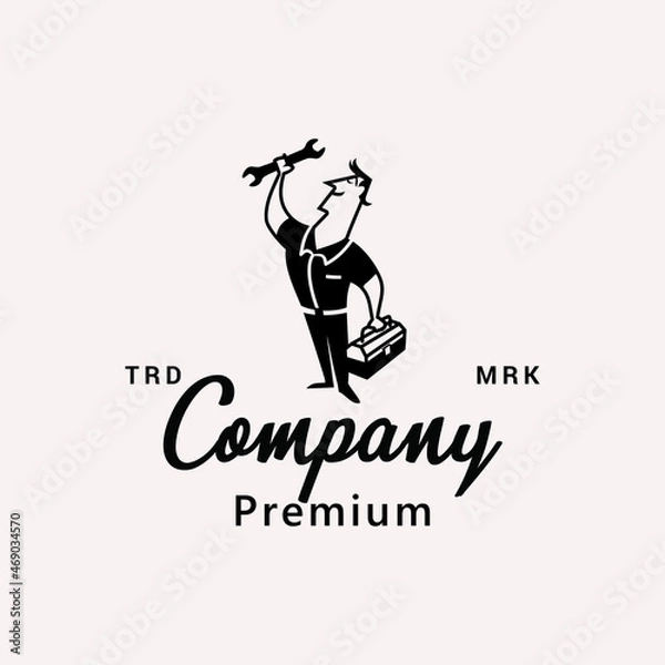 Obraz Service Repairman with Wrench Classic Logo Vector Icon Illustration