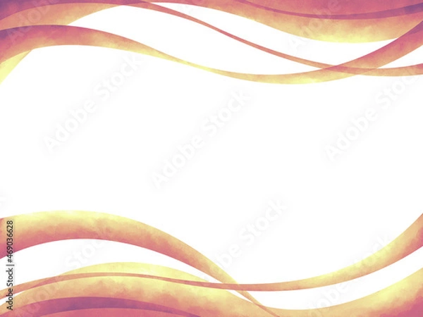 Fototapeta 紫色の帯状のウェーブ上下背景素材イラスト手描き水彩風