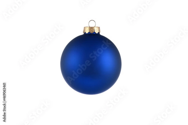 Fototapeta Blue Christmas ball isolated on white background. Happy New Year baubles bombs bulbs colorful decoration. Xmas glass ball. Poster, banner, cover card, brochure design for christmas tree.