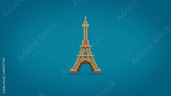 Fototapeta Pixel 8 bit Eiffel Tower wallpaper - high res 4k background
