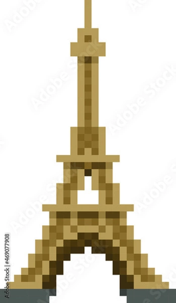 Fototapeta Pixel Eiffel Tower - vector, isolated