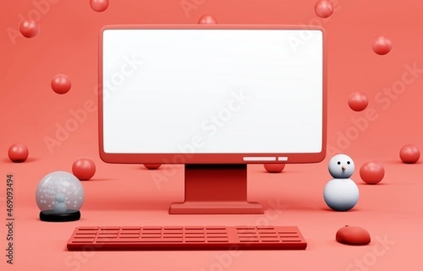 Obraz Christmas mockup template with a computer