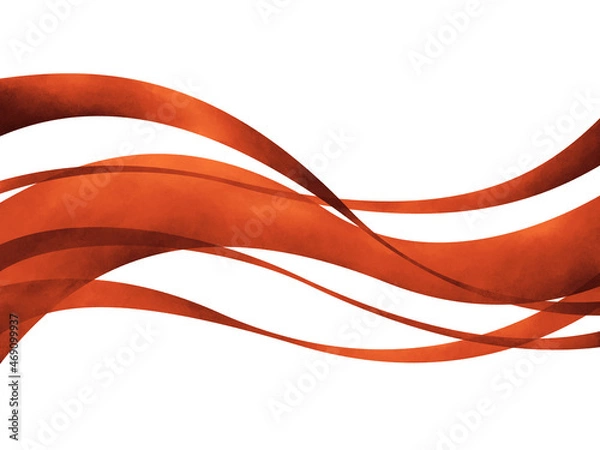 Fototapeta 赤い帯状のウェーブ中央背景素材イラスト手描き水彩風