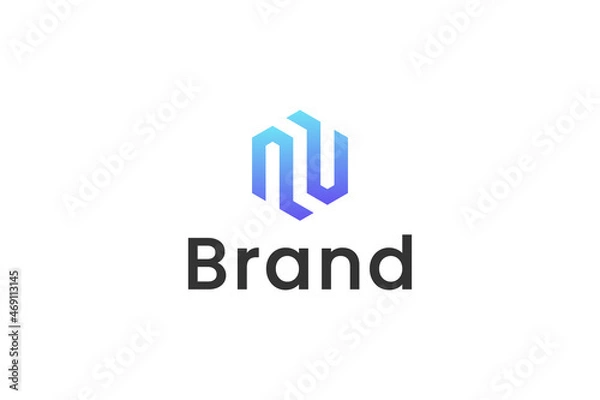 Fototapeta Letter N with hexagon Monogram Modern Logo Template Vector.
