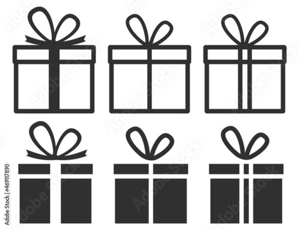 Fototapeta Gift box with ribbon line icon, outline vector sign. Vector illustration.