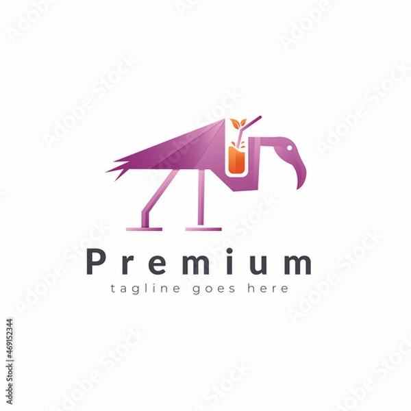 Fototapeta Flamingo and leaf Combo Logo design vector