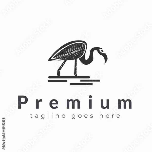 Fototapeta Flamingo and leaf Combo Logo design vector