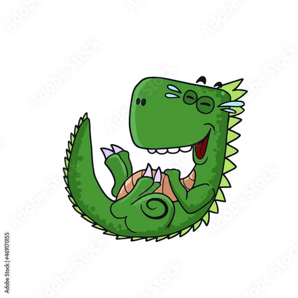 Obraz Funny dinosaur laughs ,vector design for stickers on the social network.