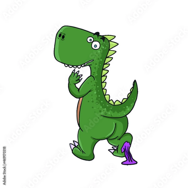 Fototapeta Funny dinosaur got into trouble ,vector design for stickers on the social network
