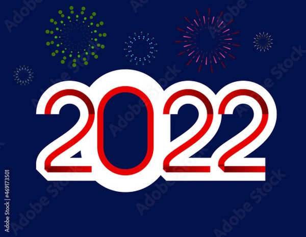 Fototapeta happy new year, colored 2022 numbers, design elements for new year decor, 2022 vector