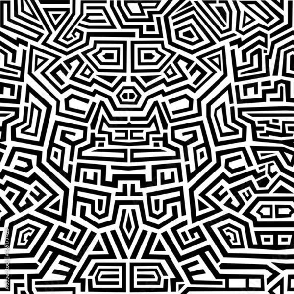Fototapeta Vector graphics abstract geometric pattern of the maze. Seamless pattern in ethnic style.