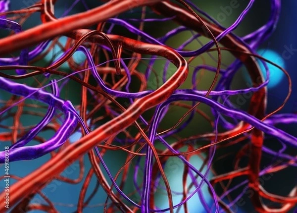 Fototapeta Blood vessels, circulatory system, veins and arteries, 3D rendering
