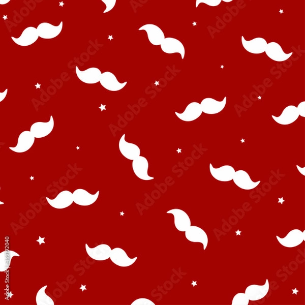 Obraz Christmas pattern. Santa Mustache, white vector design