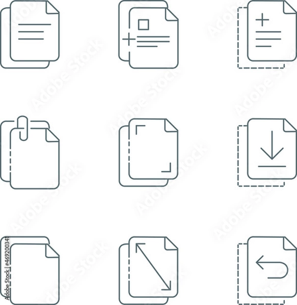 Fototapeta Line icon set for applications, documents icons