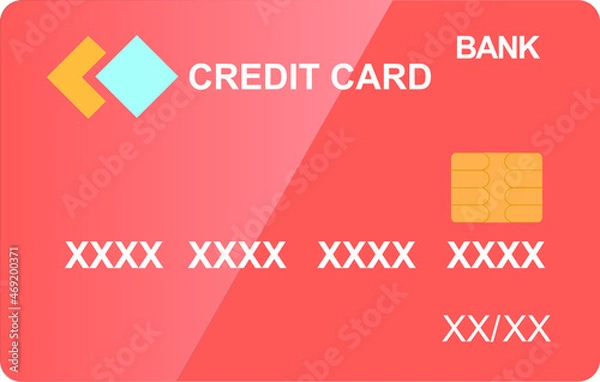 Obraz Vectorized red credit card with chip