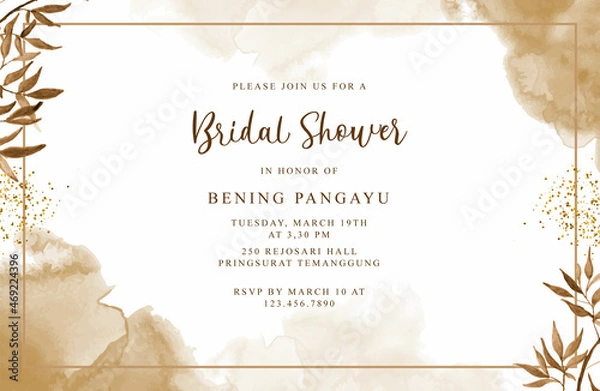 Fototapeta Wedding background watercolor for bridal shower template