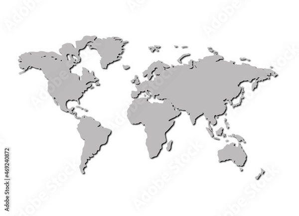 Fototapeta 3D World Map,Monochrome, Background Template.